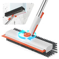 HelpX Floor Scrub Brush with Long Handle, 3 in 1 Scrape and Heavy-Duty Stiff Bristle Floor Scrubber Brush with Squeegee and Tweezer for Cleaning Tile Wall Deck (Orange and White)
